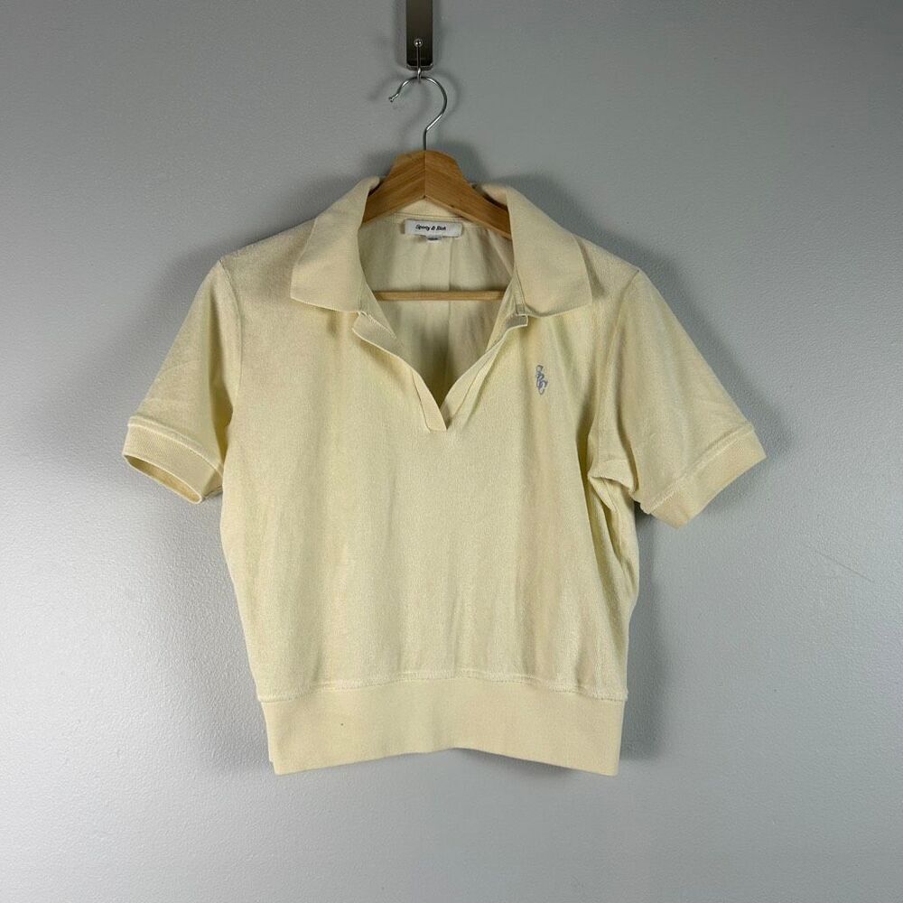 Sporty & Rich Terry Cloth Monogram Polo Shirt XS - Picture 6 of 11